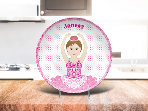 Ballerina Plate in Pink Personalized