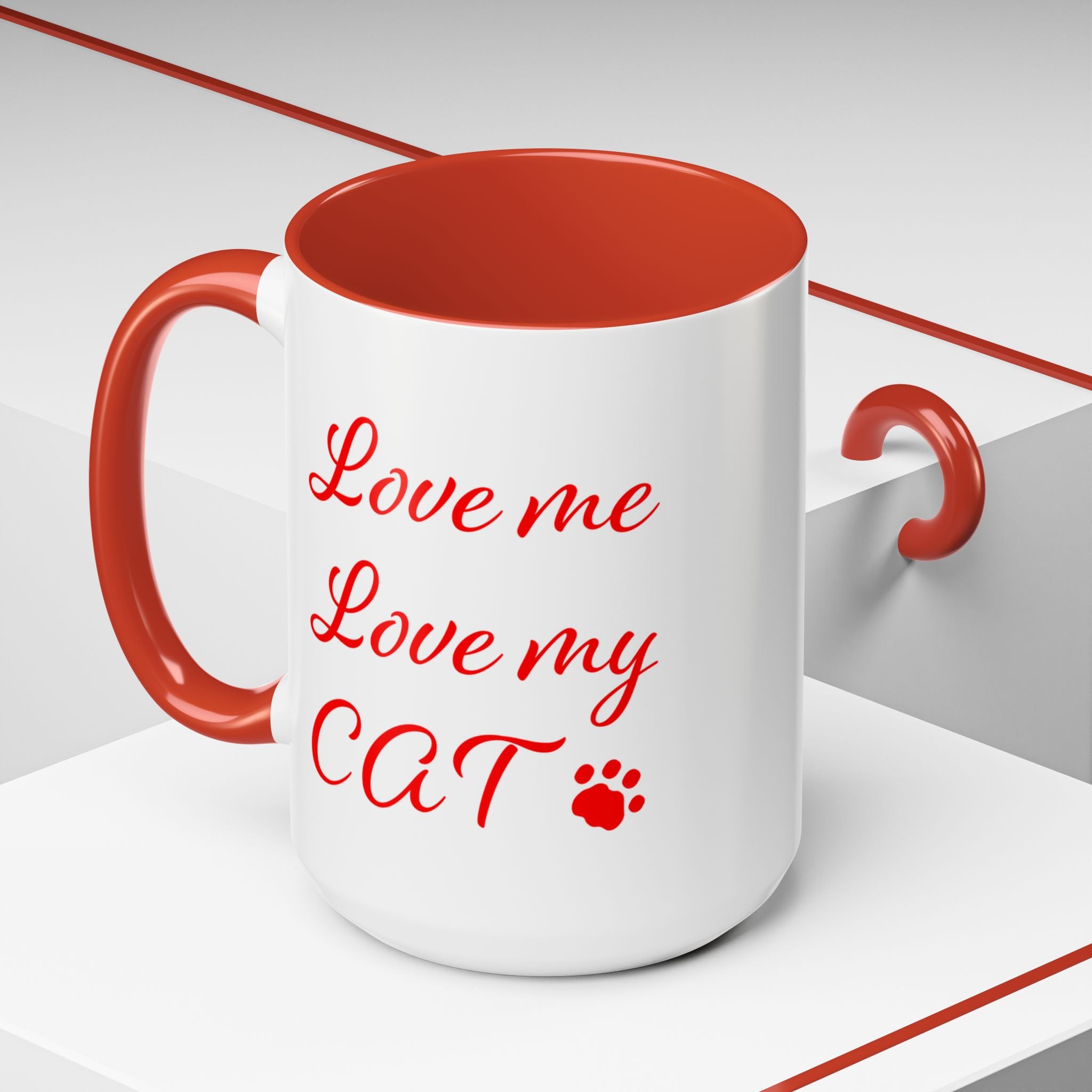 Love Me Love My Cat Accent Coffee Mug (11, 15oz)
