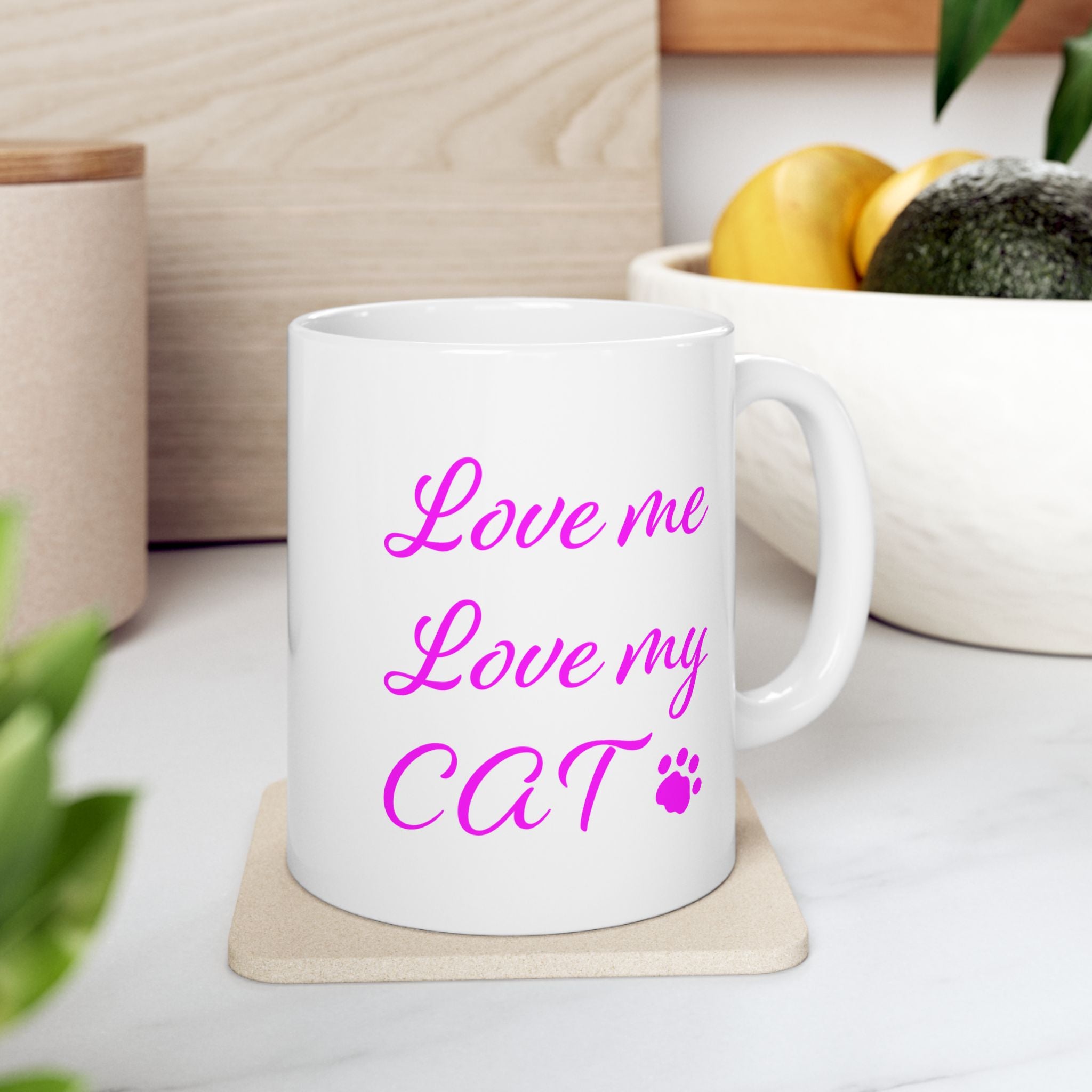 Love Me Love My Cat Accent Coffee Mug (11, 15oz)